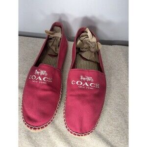 Coach Women’s Rhoda Canvas Espadrilles Slip On Shoes embroidery Pink Size 11B